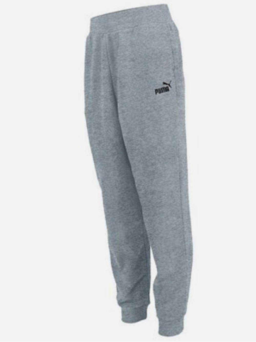 Puma men’s Gray Fleece Joggers with Black Logo. Size M